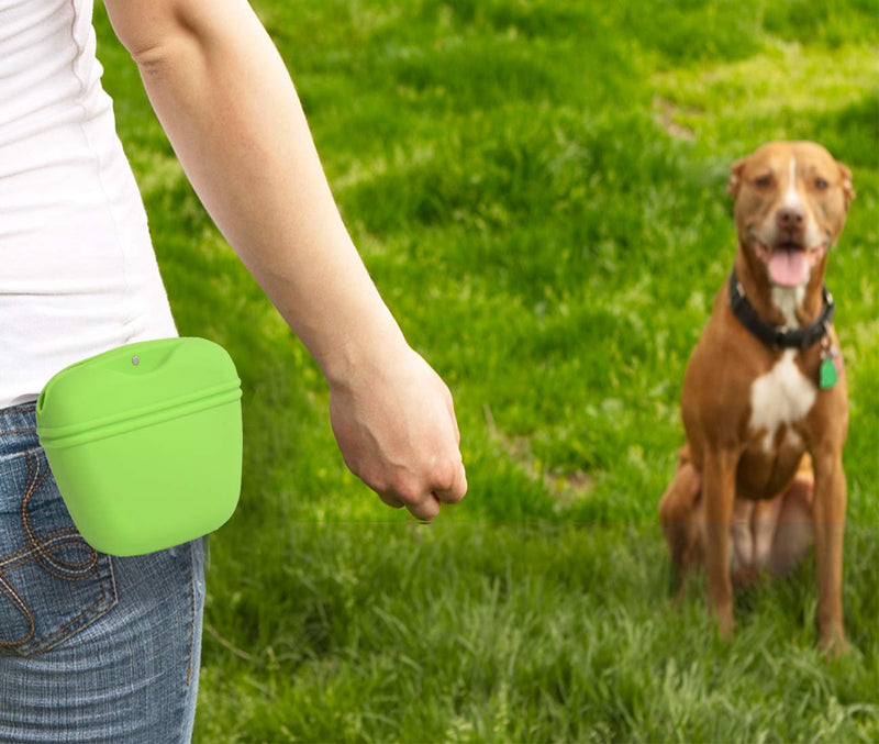 [Australia] - Changeary Dog Treat Pouch - Portable Dog Training Treats Bag Small Training Bag Easy to Use and Easy to Carry Blue Green 