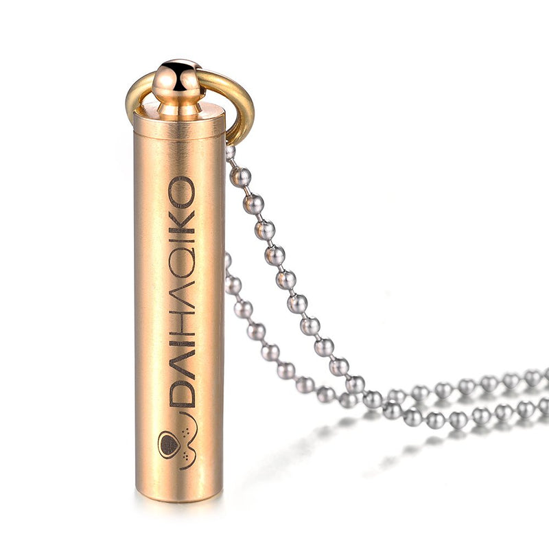 [Australia] - DAIHAQIKO Dog Training Whistle - Brass Whistle Necklace Keychain - Free Military Bead Chain Lanyard and Key Ring - for Dog Behavior Training Stop Barking 