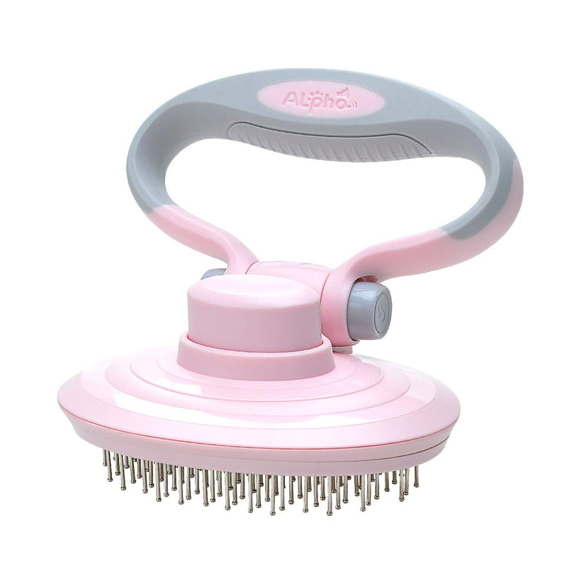 [Australia] - Songway Self Cleaning Slicker Brush,Pet Massage Comb,Hair Shedding Grooming Tools for Dogs and Cats,Foldable&Angle-Adjustable Beauty Brush,Clean Brush for Medium Long Fur Pink 