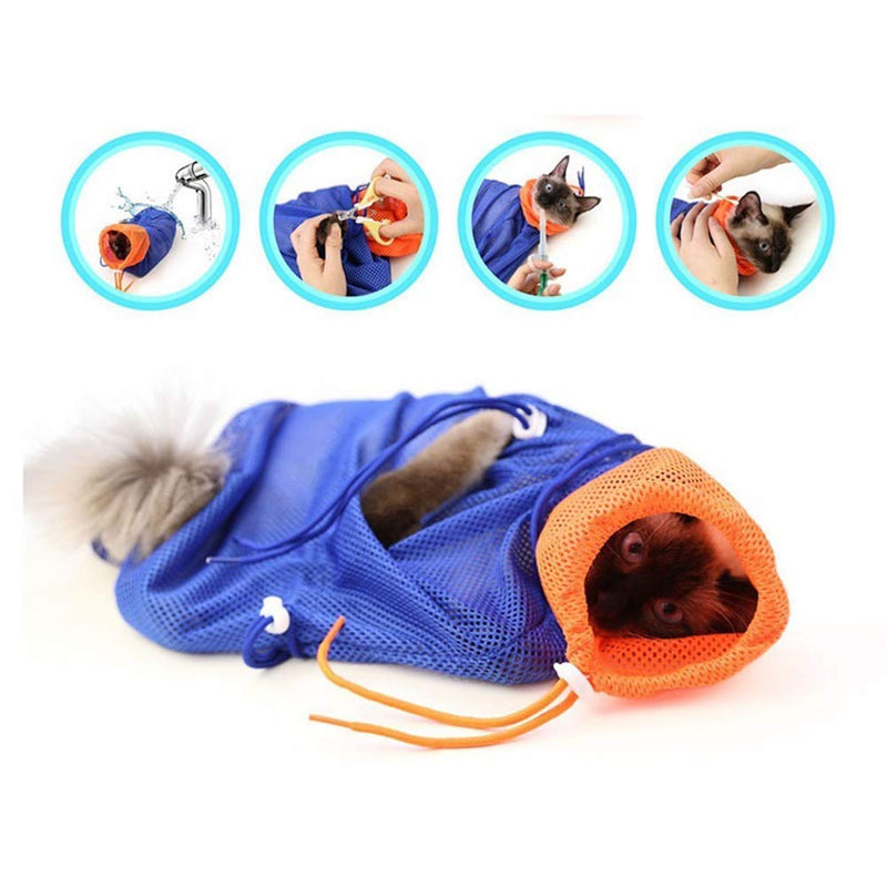 Cat Grooming Bag Puppy Dog Cleaning Polyester Soft Mesh Scratch & Biting Resisted for Bathing Injecting Examining Nail Trimming - PawsPlanet Australia