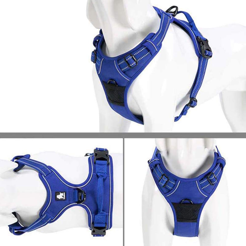 Kismaple Dog Harness No Pull Small Medium Large Dog Vest Harness with Handle Adjustable Reflective Pet Dogs No Choking Breathable Mesh Harness Training Walking Outdoor (L, Blue) L - PawsPlanet Australia