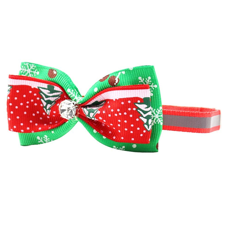 kungfu Mall Pet Cat Dog Collar Christmas Bow Tie Adjustable Pet Collars Bowtie Lovely Sweet Neck Decoration Christmas Tree Snow Pattern Party Wedding Decor - PawsPlanet Australia