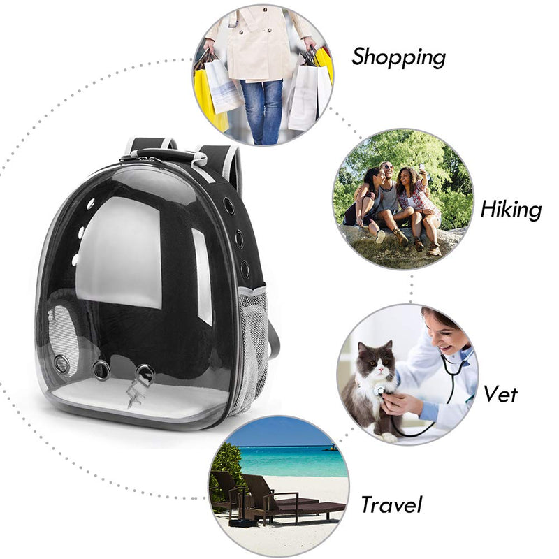 SSAWcasa Cat Carrier Backpack,Large Transparent Bubble Pet Backpack,Portable Ventilated Carry Backpack for Cat & Small Dog,Airline Approved Waterproof Pet Carrier Bag for Hiking Outdoor Black - PawsPlanet Australia