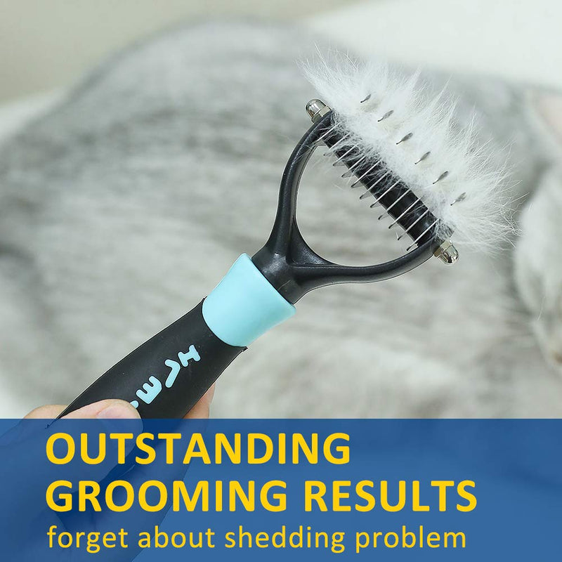 HATELI Self Cleaning Pet Slicker Brush Grooming Hair Deshedding Brush Undercoat Rake Tool for Shedding Dogs & Cats Hair with Long & Short Hair Small Blue - PawsPlanet Australia