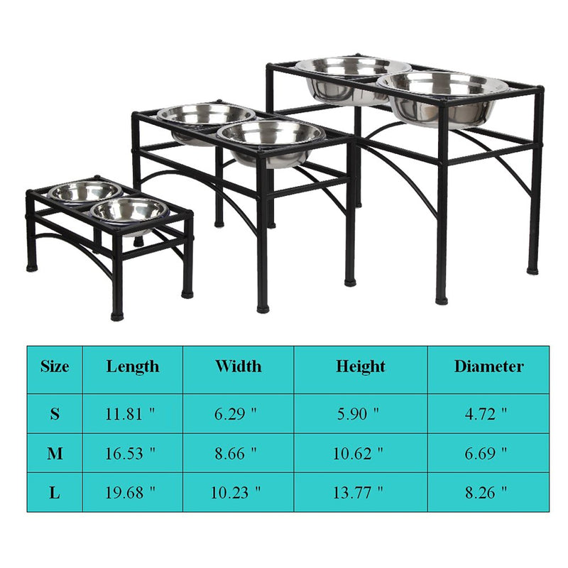 Double Raised Dog Bowl with Stand Stainless Steel Elevated Pet Feeder Dishes Non Spill Water Food Feeding Bowls for Large Dogs (L) - PawsPlanet Australia