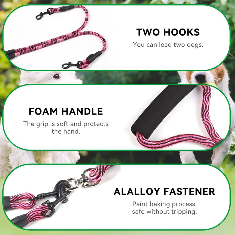 Lvjkes Double Leash Dog Leash, Dog Leash with Two Ropes, Double Dog Leash Removable Anti-Tangle Protection Comfortable Walking Training for Two Medium or Large Dogs (Green) Green - PawsPlanet Australia