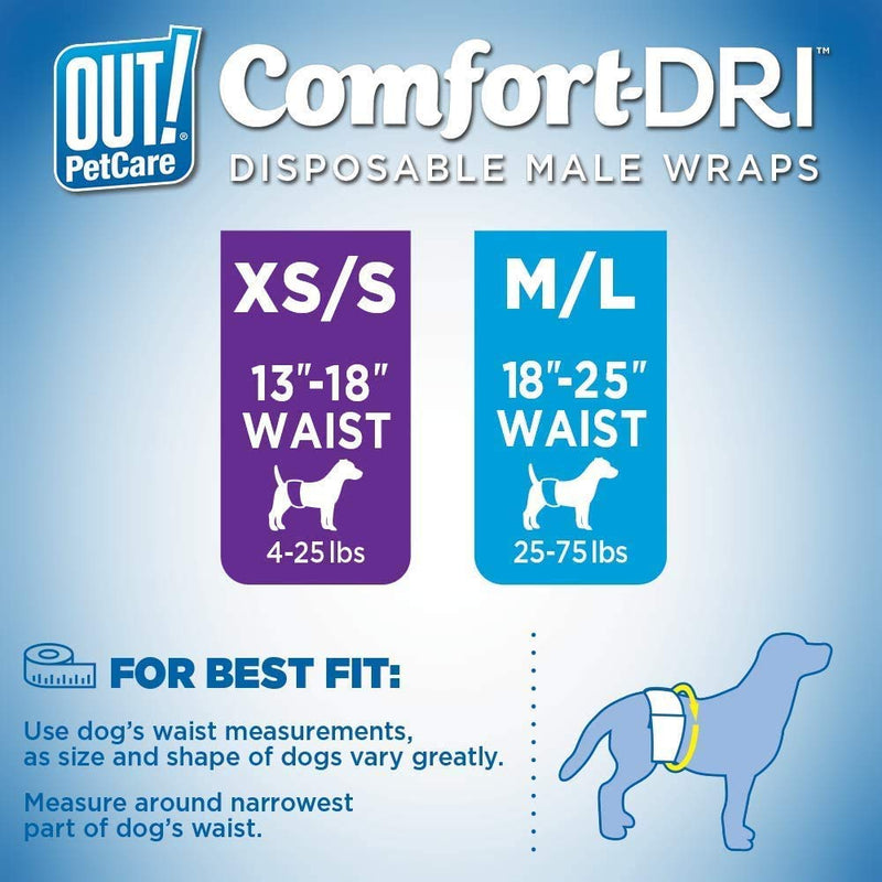 OUT! Disposable, Absorbent Male Dog Wraps with Leak Proof Fit medium/large(38-44) - PawsPlanet Australia