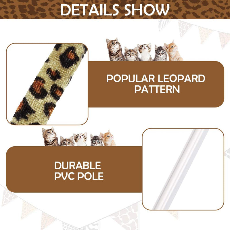 CUTEFURRY Cat Teaser Wand Toy - 3 Pack Cat String Toys with Leopard Ribbon, Funny Stick Toy Interactive Toys for Indoor Cats Kittens - PawsPlanet Australia