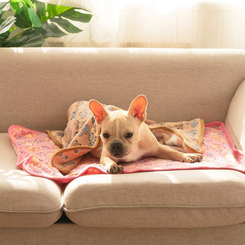 Pet Soft Dog Blankets Small - Fluffy Cats Dogs Blankets for Small Dogs, Cute Paw Print Pet Throw Puppy Cozy Blankets 3 Pack Dog Paw S - PawsPlanet Australia