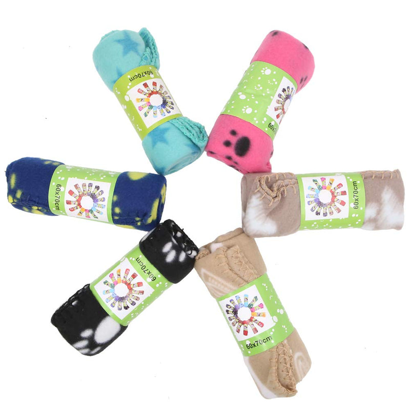 6 Pieces Pet Blanket Cushion Dog Cat Soft Warm Blankets Puppy Washable Sleep Mat Pad Bed Cover With Paw Print(60 x 70cm/23.6 x 27.6 inch, Multicolor) - PawsPlanet Australia