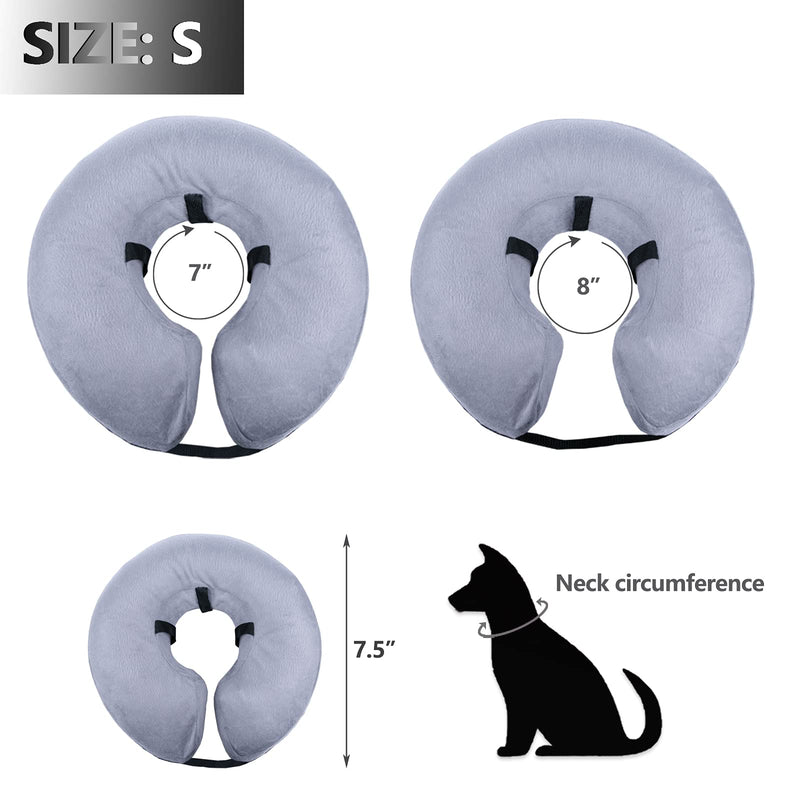 Dunhuang Pet Protective Inflatable Collar, Dog Cone Collar Soft for Dogs and Cats After Surgery, Prevent Pets from Biting & Scratching Small (Neck: 7''-10'') Grey - PawsPlanet Australia