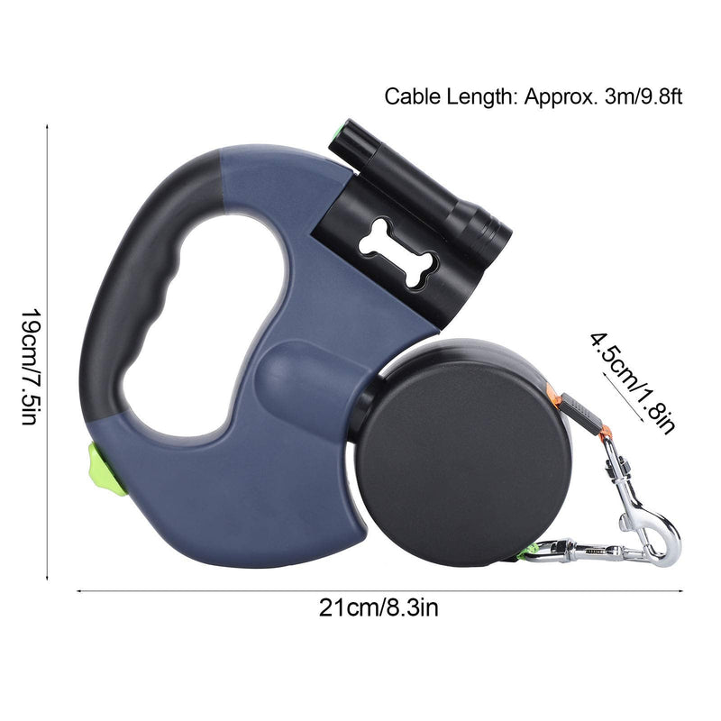 Jiawu Double Retractable Dog Lead, Heavy Duty, 3M Flexible Retractable Dog Lead Double Lead for Two Dogs with LED Light and Bin Box for Small and Medium Dogs, No Tangle - PawsPlanet Australia