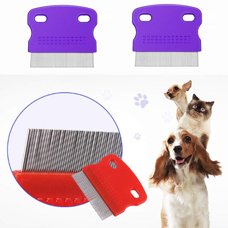 NA 3Pcs Flea Comb Cat Dog Pat Comb Flea Comb Remover with Handle Flea Removal Grooming Comb Stain Remover Combs for Long Hair Dogs and Cats（Random Color - PawsPlanet Australia