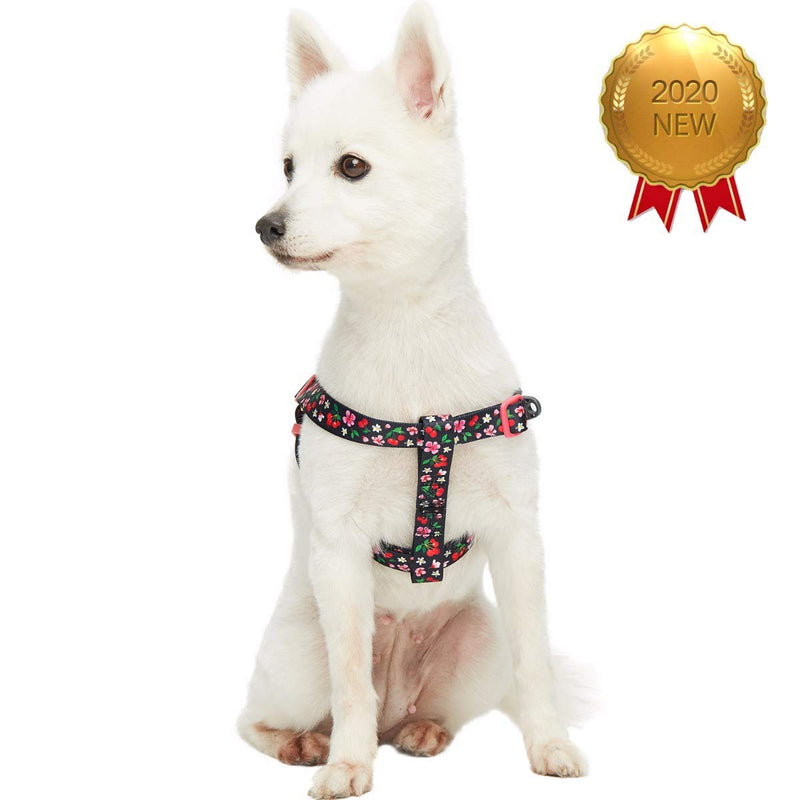 Blueberry Pet 10+ Patterns Spring Scent Inspired Floral Print/Camo Print Dog Harnesses (16.5" - 21.5") Chest Girth (Pack of 1) Black - PawsPlanet Australia