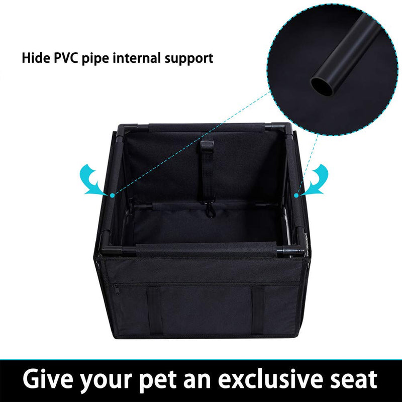 GENORTH Dog Car Seat Pet Seats for Cars Vehicles Upgrade Deluxe Washable Portable Pet Car Booster Seat Travel Carrier Cage with Clip-On Safety Leash and Blanket,Perfect for Small and Medium Pets Up to 11 lb Black - PawsPlanet Australia