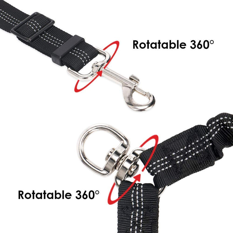 Nasjac Double Dog Leash Lead, Dual Dogs Lead Splitter 360° Rotation No Tangle, Reflective Adjustable Length 2 Dogs Coupler, Comfortable Shock Absorbing Bungee for Dogs Daily Walking Training Black - PawsPlanet Australia