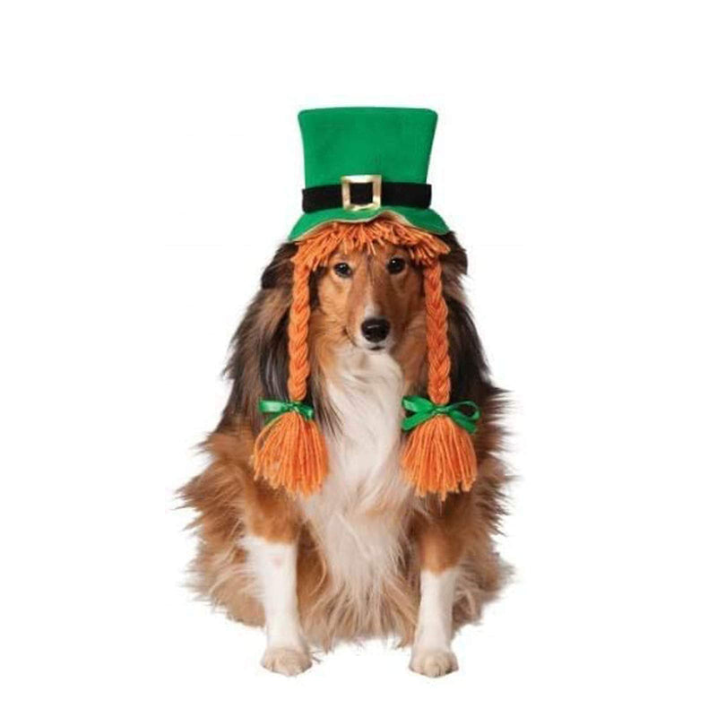 2PCS St. Patrick's Day Woman Hat with Orange Tress Green Dog Cap Cute Cosplay Headband Man Party Headband Lrish Festival Head Accessories Pet Hood for Girl Boy Dogs Pets - PawsPlanet Australia