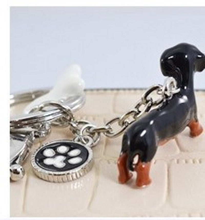 [Australia] - Peterpanshop Creative Cute Dog Dachshund Ring Key Chain Lovers Animal Keyring Women Bag Gifts 