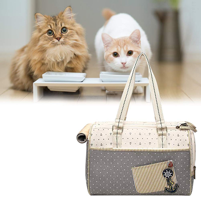 [Australia] - POPETPOP Pet Carrier Bag Portable Canvas Package Handbag Breathable Purse for Cats and Dogs (Greige) 