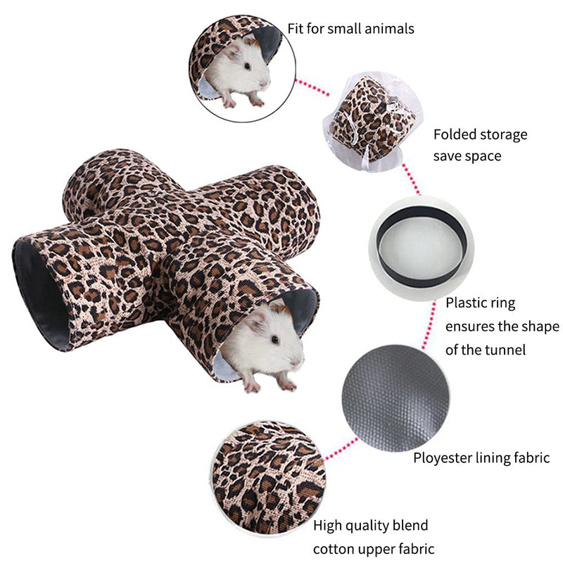 JWShang Guinea Pig Tunnels and Tubes, Guniea Pig Hideaway Play Tunnel, Hedgehog Hideout Tunnel Toy for Small Animal, Hamster, Mice, Rats, Gerbil Rat, Squirrel, Sugar Glider Leopard - PawsPlanet Australia
