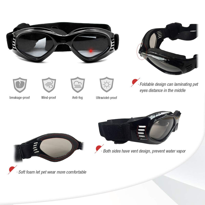 Enjoying Pet Goggles - Sun Goggles Dog Sunglasses UV Protection Sun Glasses for Medium and Small Dogs Black - PawsPlanet Australia