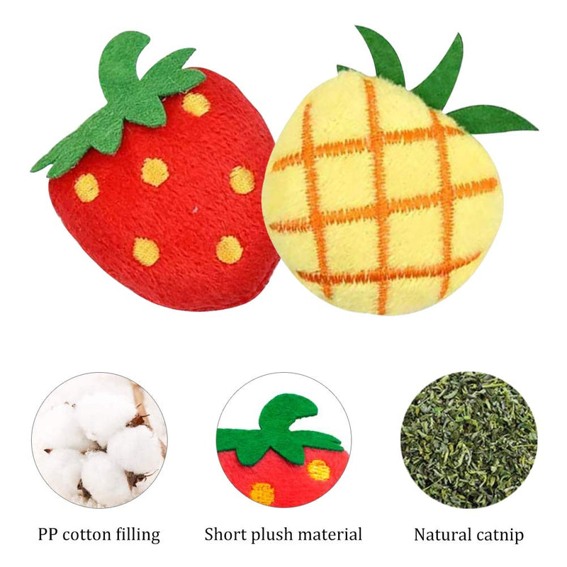 5 Pcs Catnip Toys for Cats, Interactive Cat Catnip Toys Soft Plush Cat Pillow Cute Shape Pet Play Toy for Cat Kitten Teeth Cleaning Playing Chewing,Strawberry/Frog/Rabbit/Pineapple/Carrot - PawsPlanet Australia