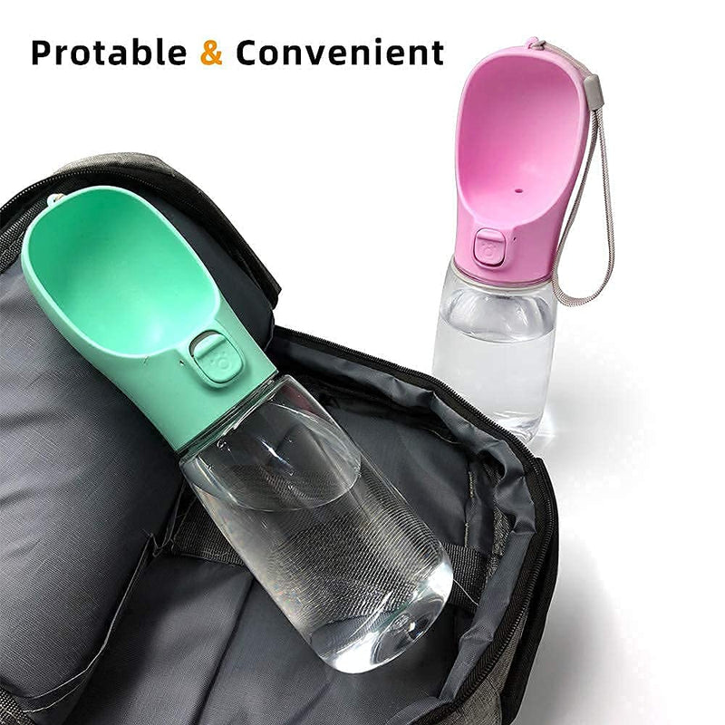 Portable Dog Water Bottle, Leak-Proof Dog Travel Water Bottle with Drinking Bowl, Lightweight Portable Pet Water Bottle Dispenser for Outdoor Walking, Hiking, Beach, Food Grade Plastic Green 12oz - PawsPlanet Australia