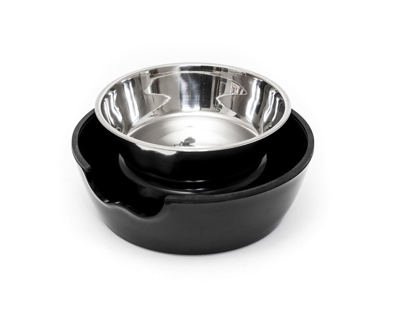 Happilax Non-Skid Melamine Dog Bowl with Removable Stainless-Steel Bowl, 700 ML Black - PawsPlanet Australia