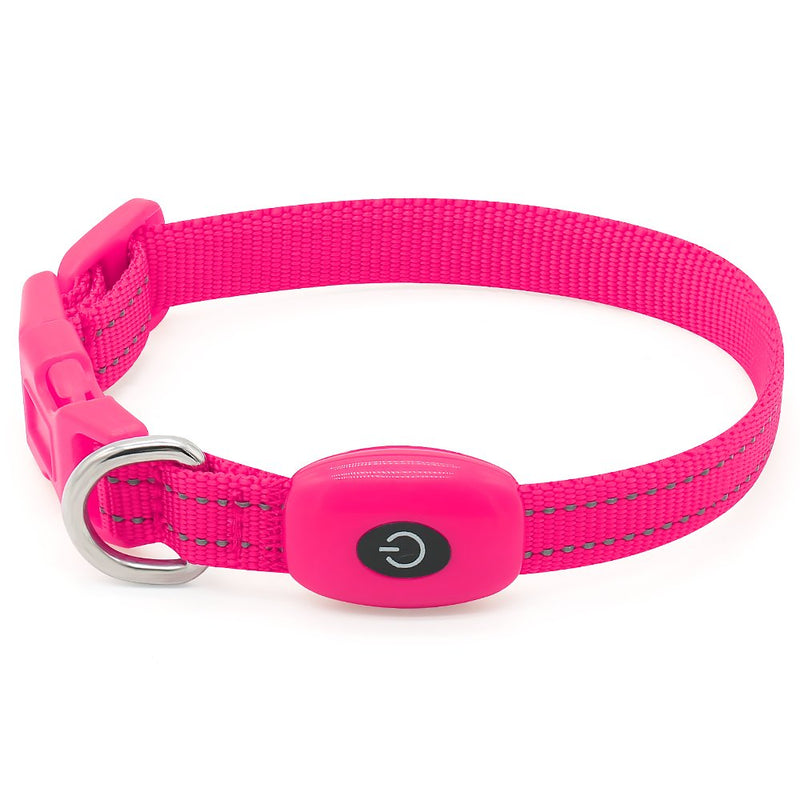 [Australia] - Domi LED Dog Collar, USB Rechargeable Light Up Collar for Small Dogs and Cats, Glowing in Dark, Reflective Collar Keep Your Puppy Be Seen& Safe XS (8.5-11.8inch / 21.5-29.9cm) Pink 