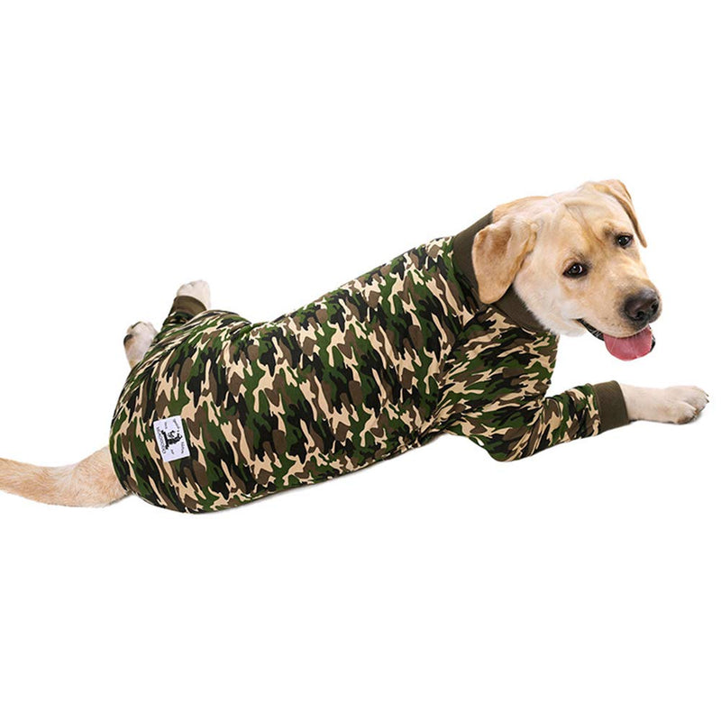 Dog Clothes, Beautiful Elastic Dog Pajamas Sleepwear Anti-Hair Dustproof Four Legged Jumpsuit Clothes for Medium Dogs Large Dogs (26, Green, Camouflage) 26#:Back Length:14.9in Green - PawsPlanet Australia