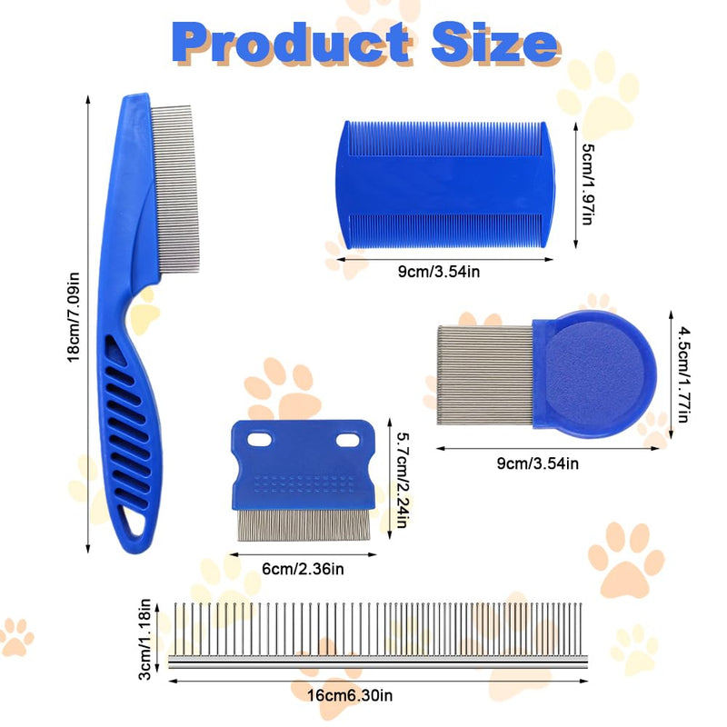 Flea Comb for Cats and Dogs Comb, Pack of 5 Stainless Steel Flea Comb, Pet Comb, Lice Comb Dust Comb, Pet Grooming Comb, Multifunctional Pet Hair Comb for Flea Control, Pet Care - PawsPlanet Australia