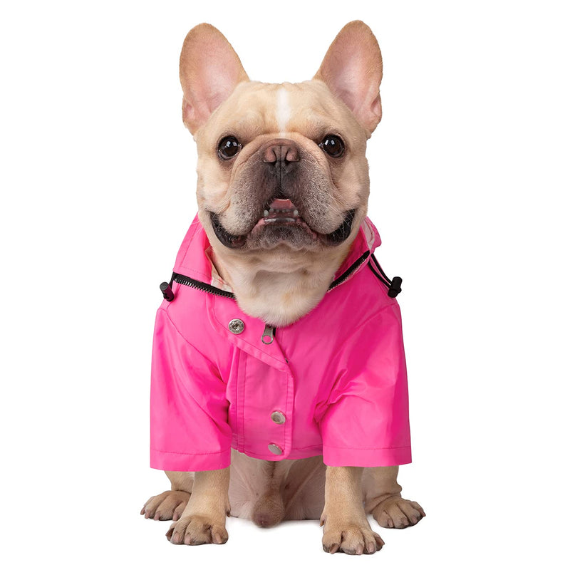 HDE Dog Raincoat Double Layer Zip Rain Jacket with Hood for Small to Large Dogs Pink - PawsPlanet Australia