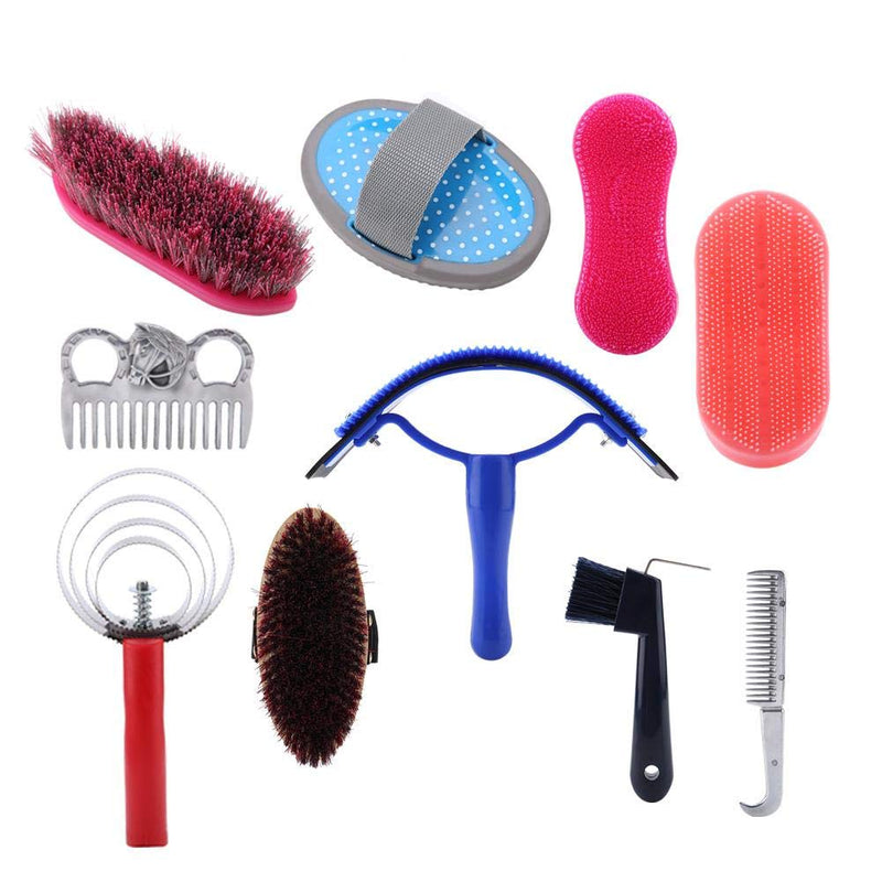 Pssopp 10Pcs Horse Brush Set Horse Grooming Care Kit Equestrain Brush Curry Comb Horse Cleaning Tool Set - PawsPlanet Australia