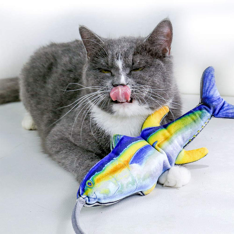 AnCoSoo Moving Fish Cat Toy,Catnip Fish Toys for Cats,Simulation Plush Wagging Fish Toys For Cat/Kitty/Kitten,Washable Chewing Cat Toys can Help Teeth Cleaning,Motion Sensor Cat Toy for Cat Gifts fish toy - PawsPlanet Australia