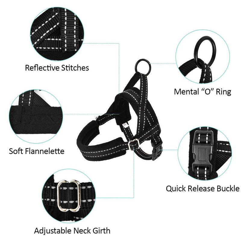 [Australia] - SlowTon No Pull Small Dog Harness and Leash, Heavy Duty Easy for Walk Vest Harness Soft Padded Reflective Adjustable Puppy Harness Anti-Twist Pet Lead Quick Fit for Small Dog Cat Animal XX-Small Black 