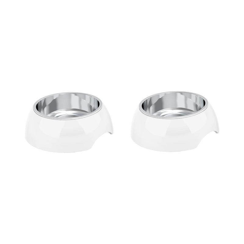 [Australia] - PETMAKER Pet Bowls – Raised Stainless Steel & Plastic Nonslip Rubber Bottom Food & Water Station for Pets White 6 oz 