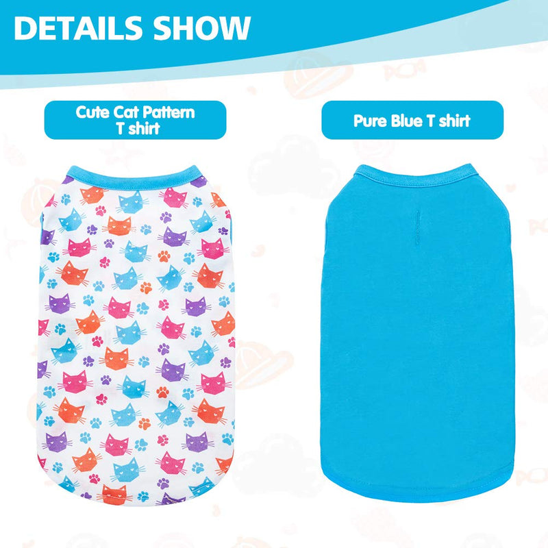 T Shirts for Cats Pet Vest - 2 Pack Soft Comfortable Kitty Appreal Cute Cat Sleeveless Clothes for Kittens Puppies Small - PawsPlanet Australia