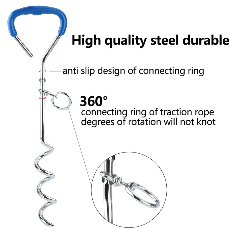 Jodsen Tie Out Cable for Dogs,9.8Ft/3m Pet Ground Spike Dog Chains for Outside,Metal Spiral Shape Dog Stake Tether Dog for Camping Accessories Suitable for all Breeds - PawsPlanet Australia