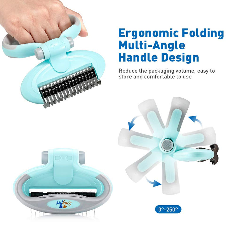 [Australia] - Dog Dematting Comb, Pet Grooming Tool Deshedding Brush Double-Sided Teeth Blade Undercoat Rake with Adjustable Handle, for Removing Undercoat Knots Mats and Tangles, for Long Short Curly Silky Hair 