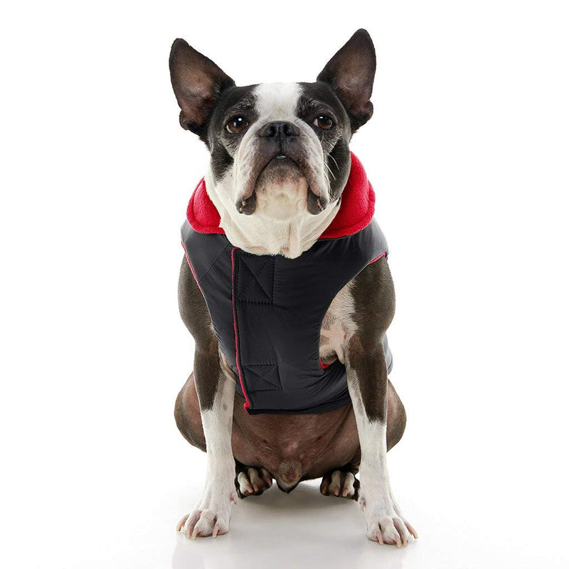 Gooby Sports Dog Vest - Fleece Lined Dog Jacket Coat with D Ring Leash - Reflective Vest Small Dog Sweater, Hook and Loop Closure - Dog Clothes for Small Dogs Girl or Boy for Indoor and Outdoor Use Black X-Small chest (~10.5") - PawsPlanet Australia