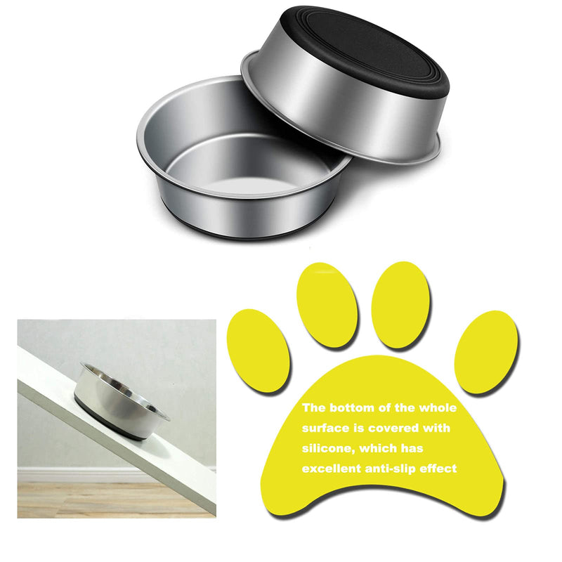 SUOXU Thick Stainless Steel Dog Bowls, Big Dog Bowl Pet Feeding Bowls Dog Cat Plate Bowls With Non-slip silicone Bases,medium and large Dog Feeder Bowls and Water Bowls(L-20CM) L Black - PawsPlanet Australia