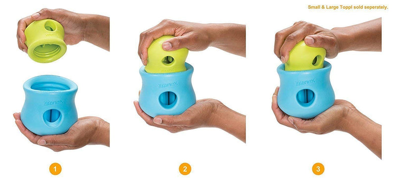 [Australia] - West Paw Zogoflex Toppl Treat Dispensing Dog Toy Puzzle – Interactive Chew Toys for Dogs – Dog Toy for Moderate Chewers, Fetch, Catch – Holds Kibble, Dog Training Treats, Made in USA Large Aqua 