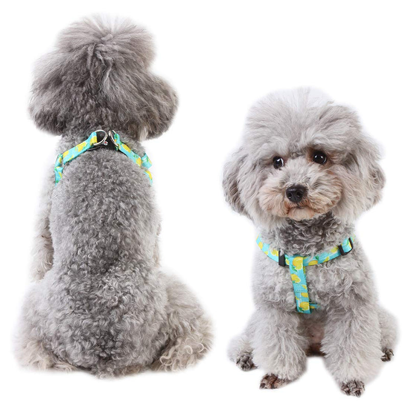 [Australia] - azuza No Pull Dog Harness, Basic Step in Puppy Harness, Adjustable Harness for Small and Medium Dogs with Cute Fruit Patterns in Bright Color Lemons 