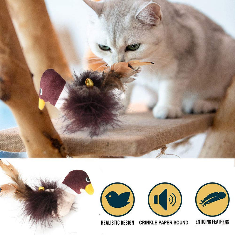GingerUPer Kitten Toy Cat Toy Feathers Cat Teaser Pet Bird Interactive Cat Toy Plush Toys（3 Pack） - PawsPlanet Australia