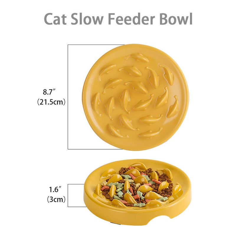 Slow Feeder Cat Bowl,Melamine Fun Interactive Feeder Bloat Stop Puzzle Cat Bowl Preventing Feeder Anti Gulping Healthy Eating Diet Pet Dog Slow Feeding Bowls Against Bloat, Indigestion and Obesity Yellow - PawsPlanet Australia