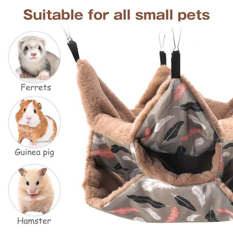 Small Animals Warm Plush Triple Bunkbed Cage Hanging Hammock Bed,Guinea Pig Cage Accessories Bedding, Warm Hammock for Parrot Ferret Squirrel Hamster Rat Playing Sleeping - PawsPlanet Australia