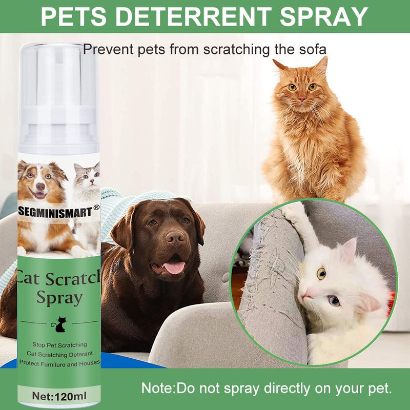 SEGMINISMART Cat Scratch Deterrent Spray, Anti Cat Scratching Spray, Cat Scratching Training Spray, Anti Scratch Cat Repellent Spray, Furniture Protection 120 ml (Pack of 1) Green - PawsPlanet Australia