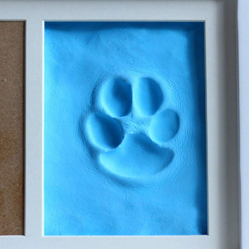 Pets4Luv Dog or Cat Paw Prints Pet Memorial Photo Frame 4x6 with Clay Impression Kit, Perfect Keepsake Picture Frame for Pet Lovers White/White Blue - PawsPlanet Australia