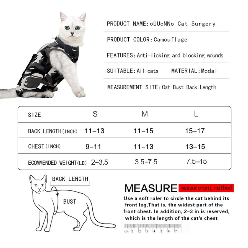 oUUoNNo Cat Wound Surgery Recovery Suit for Abdominal Wounds or Skin Diseases Post Surgery Pajama Suit E-Collar Alternative for Cats - PawsPlanet Australia