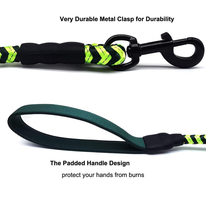 Mycicy Strong Dog Leash 6 Foot Reflective Rope Dog Leash Nylon Braided Heavy Duty Dog Training Leash for Large and Medium Dogs Walking Leads (6ft 1/2", Fluorescent Green) 6ft * 1/2" - PawsPlanet Australia